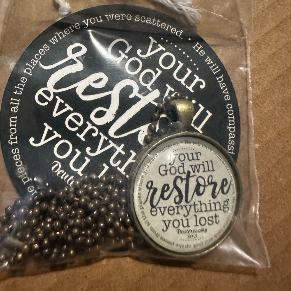 Handmade scripture necklace made by Kate at The Adopt Shoppe.